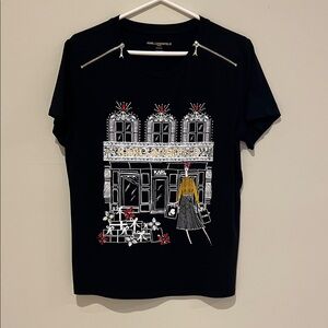 Karl Lagerfeld Black T-Shirt with Fashion Illustration